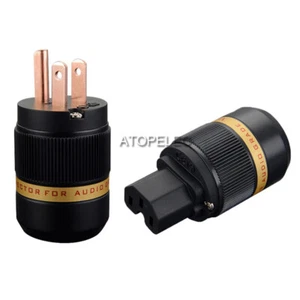 VIBORG 99.99% Pure Red Copper US Male / IEC Female Power Plug Connector HiFi 501 - Picture 1 of 6