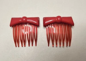 Capelli vintage pettine clip accessori fiocco rosso plastica Pin Up ragazza Rockabilly Set 2 - Foto 1 di 4