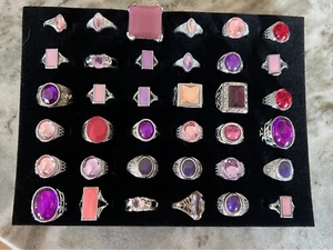 Venta al por mayor conjunto a granel 36 piezas anillos de moda rosa melocotón púrpura plata tono dorado - Imagen 1 de 12