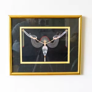 Vintage Necklace - Erte Romain de Tirtoff - Art Deco Framed Print - Picture 1 of 2
