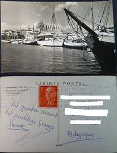 POSTAL 1958 PALMA MALLORCA BALEARES PUERTO CATEDRAL BOATS POSTCARD CC04207 - Imagen 1 de 2