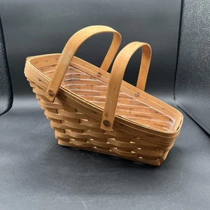 Longaberger Large Slanted Basket with Handles & Plastic Liner 12x8 Signed 1993 - Picture 1 of 7