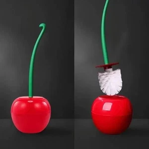 Creative Toilet Brush Holder Set Cherry Shape Standing WC Cleaning Bathroom - Picture 1 of 9