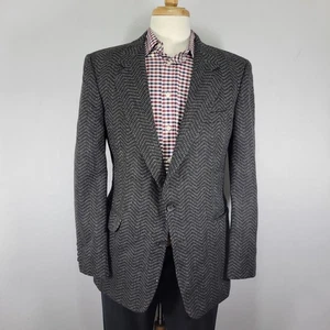 Adolfo Saks Fifth Men's Sport Coat Blazer Two Button Gray Black Wool Size 40R - Picture 1 of 15