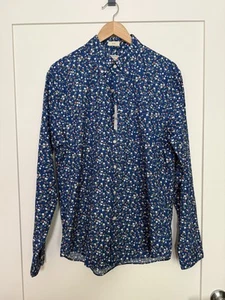 J Crew Shirt Mens Sz L Blue Slim 100s 2-Ply Yarn Button Down Floral BJ742 NWT - Picture 1 of 12