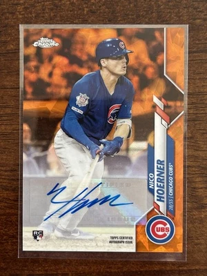 2020 Topps Chrome Update Sapphire Nico Hoerner Orange Auto /25 - Image 1 of 2