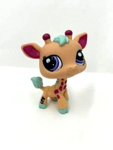 Littlest Pet Shop LPS Giraffe 2303 Aqua Teal Hair Purple Eyes 2007 - Picture 1 of 5
