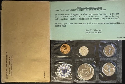 1959 (P) 5-Coin US Mint (Philly) Proof Set, 90% Silver Half, Quarter, Dime, OGP - Image 1 of 3