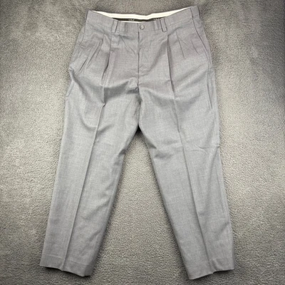 Vintage LL Bean Mens Comfort Waist Pleated Wool Dress Pants 40W Gray - Image 1 of 4