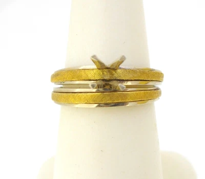 Wedding Ring Set Goldmaster 18k twotone gold Mounting for 1/4ct 4mm stone sz 6/5 - Image 1 of 4