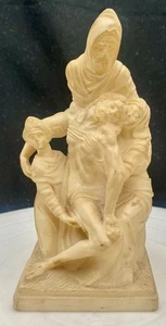 VTG DEPOSITION OF PIETA BY MICHELANGELO RESIN STATUE FIGURINE 7", SIGNED c1970 g - Picture 1 of 10