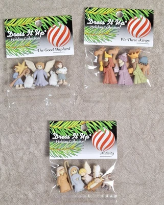 Lote A 3 Botones Vestir Caña Navidad Belén Buen Pastor Nosotros 3 Reyes Foto 1 de 4