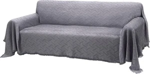 Rose Home Fashion Geometrical Throw Sofa Cover Blanket, Small, Dark Grey - Picture 1 of 8