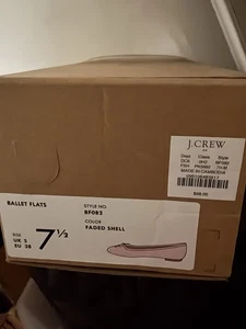 NIB J.CREW ballet flats Size 7.5 Faded Shell BF082 Bow Accent Light Pink - Picture 1 of 6