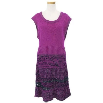 CHANEL платье без рукавов CC логотип вискозы фиолетовый 40/L 88667c - Изображение 1 из 4