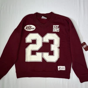 Dr Pepper Women’s Sweatshirt Burgundy Crewneck Pullover Size XL Graphic NWT - Picture 1 of 8