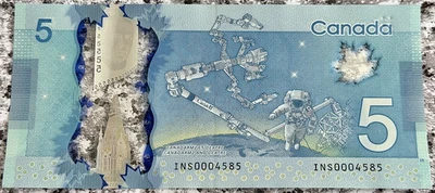 Canada $5 Dollar Banknote Low Serial Number Below 5000 INS0004585 Polymer Money - Image 1 of 2