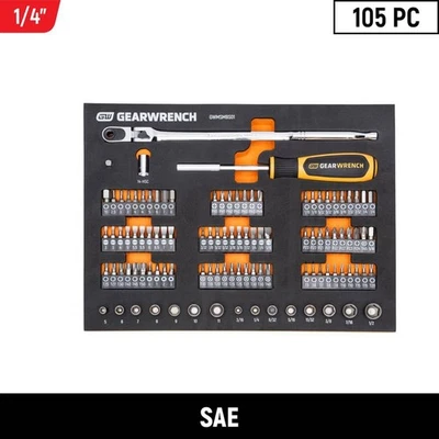1/4 дюйма Набор механических инструментов Drive Micro Bits в лотке для хранения пены (105 шт.) - Изображение 1 из 4