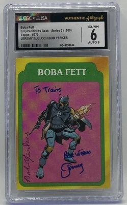 1980 Topps Star Wars series 3 #272 Boba Fett Jeremy Bullock Bob Yerkes Auto 6/9 - Image 1 of 4