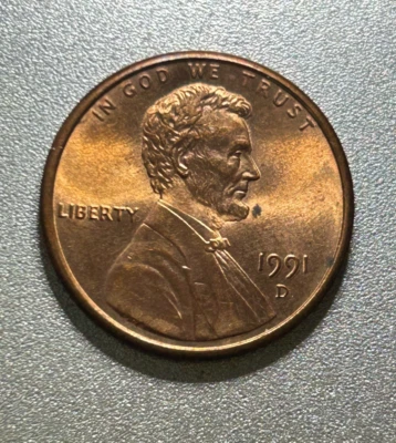 Lincoln Cent 1991 D doble matriz anverso y reverso Foto 1 de 4
