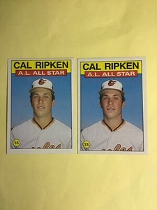 1986 Topps Baseball  #715 Cal Ripken Jr. ALL STAR - 2 Cards LOT- NM-MINT  2226