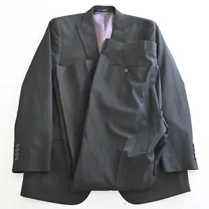 J Ferrar 42R 36x32 Black Stripe Peak Lapel Mens Jacket Pants Suit - Picture 1 of 24