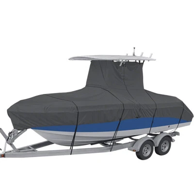 Heavy Duty Center Console T-Top Boat Cover 420D 20-22FT 22-24FT Gray - Image 1 of 4