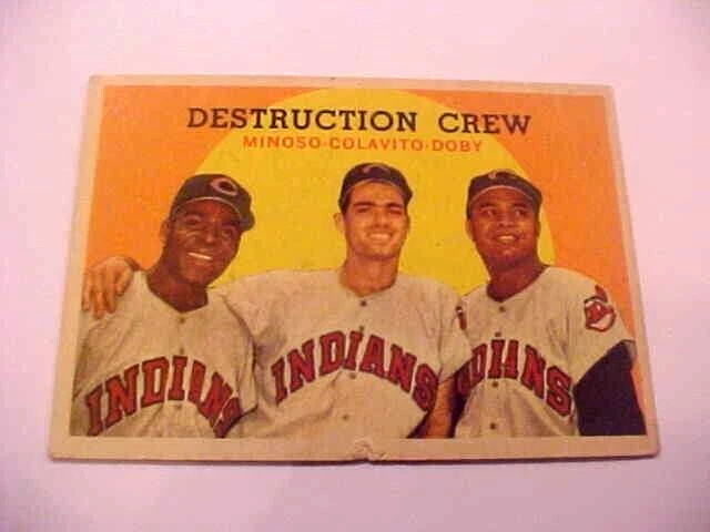 TOPPS 1959 Baseball Card #166 Destruction Crew Minosa HOF Colavito Doby HOF SC47 - Image 1 of 4