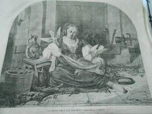 Gravure 1863 - La jeune fille aux Colombes - Picture 1 of 1