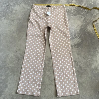 Pantalón Cambio Mujer Talla 8 Polkadot Pantalón Tobillo Beige Blanco tiro medio Foto 1 de 4