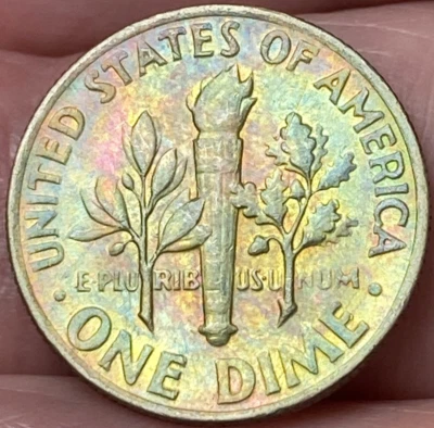 1967-P Roosevelt Dime Beautiful Brilliant Gold/Rainbow Toned Coin  #12 - Image 1 of 4