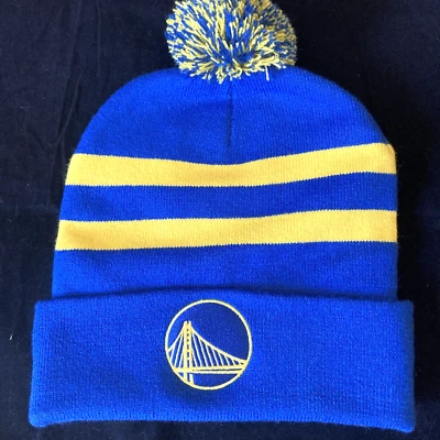Шапка-бини NBA Golden State Warriors баскетбольная кепка-помпон эластичная синяя один размер   - Изображение 1 из 4