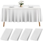 4 White Plastic Tablecloth - 108 X 54 Plastic Table Cloth - Disposable Tableclot