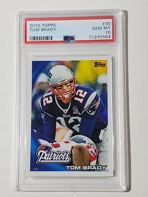 Tarjeta de fútbol americano 2010 Topps #30 Tom Brady Patriots graduada PSA 10 gemas como nueva Foto 1 de 3