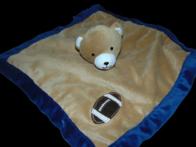 Tiddliwinks Brown Bear Football Lovey Plush Security Blanket Blue - Image 1 of 3