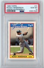 1988 Topps American Baseball #31 Rickey Henderson PSA 10 Gem Mint Low Pop