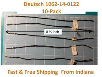 10-Pack Deutsch 1062-16-0122 Female Socket with 8.5" Black 16AWG Wire Free Ship - Image 1 of 2