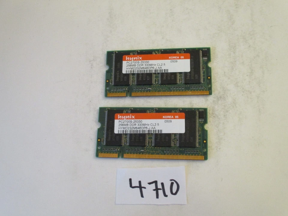 Hynix 2x256Mb=512Mb 333Mhz PC2700 200pin DDR1 SODIMM laptop memory RAM (4710) - Image 1 of 2