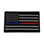 USA Black Thin Blue and Red Line Flag Patch Embroidered Iron-on Badge Applique