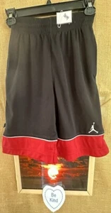 Jordan boys M basketball short black red elastic waist drawstring pockets stretc - Picture 1 of 7