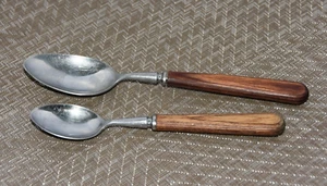 Roberson MCM Rosewood Handles Stainless Steel Flatware Soup Spoon & Teaspoon - Picture 1 of 5
