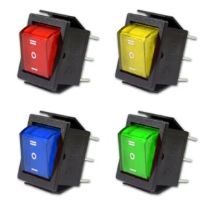Leucht-Wippenschalter 12 / 230 V Beleuchtet Ein Aus Ein 250V 15 A doppelt 15442 - Bild 1 von 5