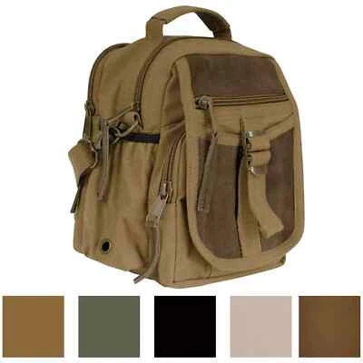 Rothco Small Messenger Canvas & Leather Everyday Utility Travel Crossbody Bag - Image 1 of 4