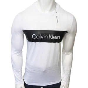 CAMISETA MANGA LARGA CUELLO REDONDO BLANCA PARA HOMBRE NUEVA CON ETIQUETAS CALVIN KLEIN PRECIO DE VENTA SUGERIDO POR EL FABRICANTE $59.99 TALLA S M L - Imagen 1 de 5