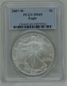 2007-W American Silver Eagle PCGS MS 69 Burnished US Mint $1 - Picture 1 of 2