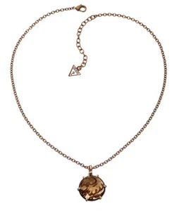 Collar GUESS Con Colgante UBN80909 Marrón-Rojo Baño De Oro - Picture 1 of 1