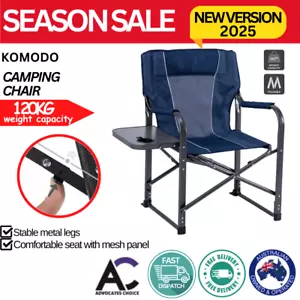 Komodo Foldable Camping Chair with Side Table Outdoor Portable Seat Cup Holder - Picture 1 of 6