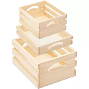 Wooden Storage Box Tray 3pcs Unfinished Crates Rustic for Painting DIY Craft - Picture 1 of 24