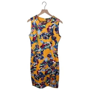 Calvin Klein Etuikleid mit Blumenmuster Damen Größe 10 Scuba Stoff gelb geblümt - Bild 1 von 8