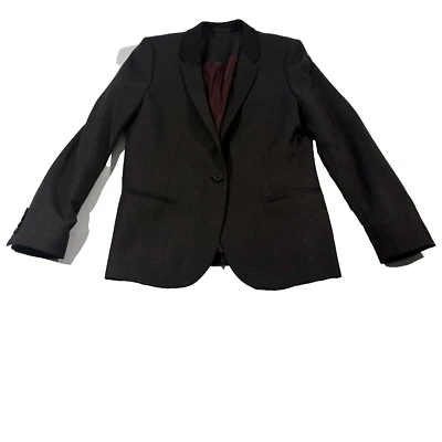 Blazer All Saints Gris Lana Mujer Chaqueta Ligera Botón Talla 8 Preppy Forrado Foto 1 de 4